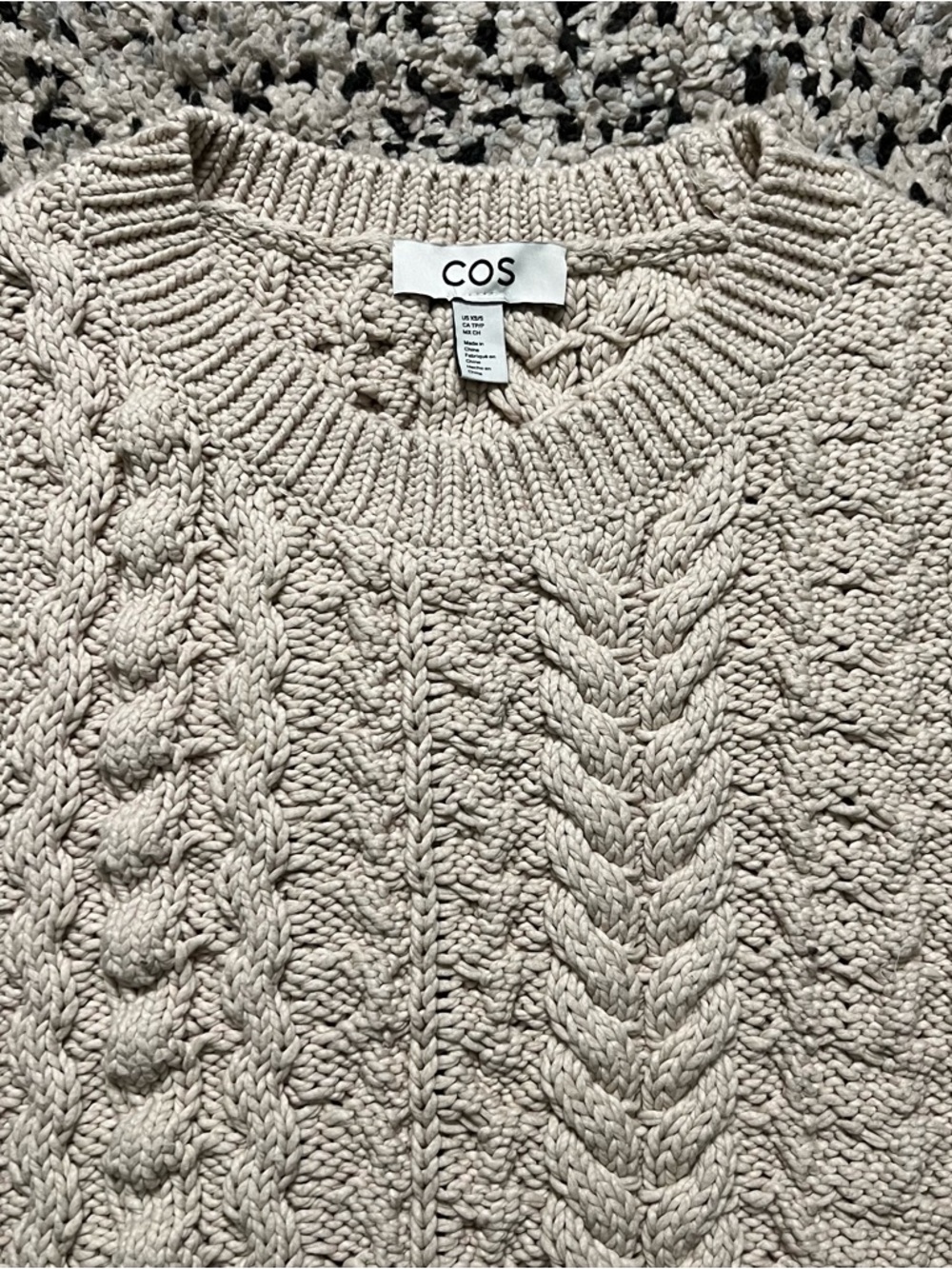 COS Sweater Vest Chunky Cableknit Beige Women’s Size XS - Picture 6 of 15